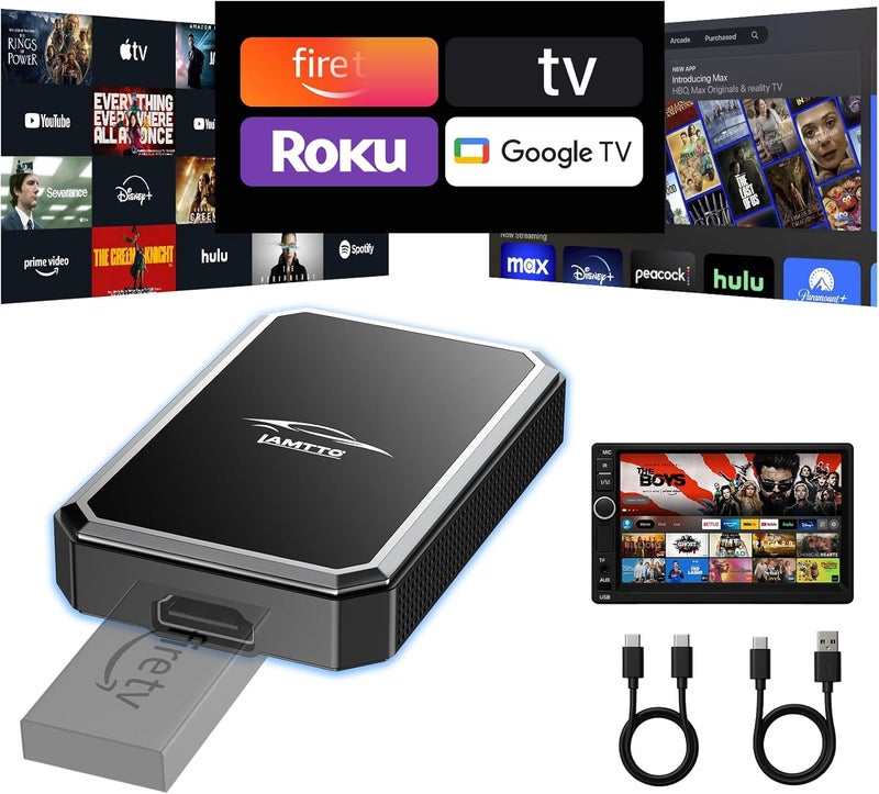 LAMTTO Car TV Mate Pro and Wireless CarPlay Adapter – Upgrade 2 in 1 Magic AI Box Convert Car Screen to TV with HDMI for Fire Stick and Switch for OEM Wired Factory 2016+ - Image 1